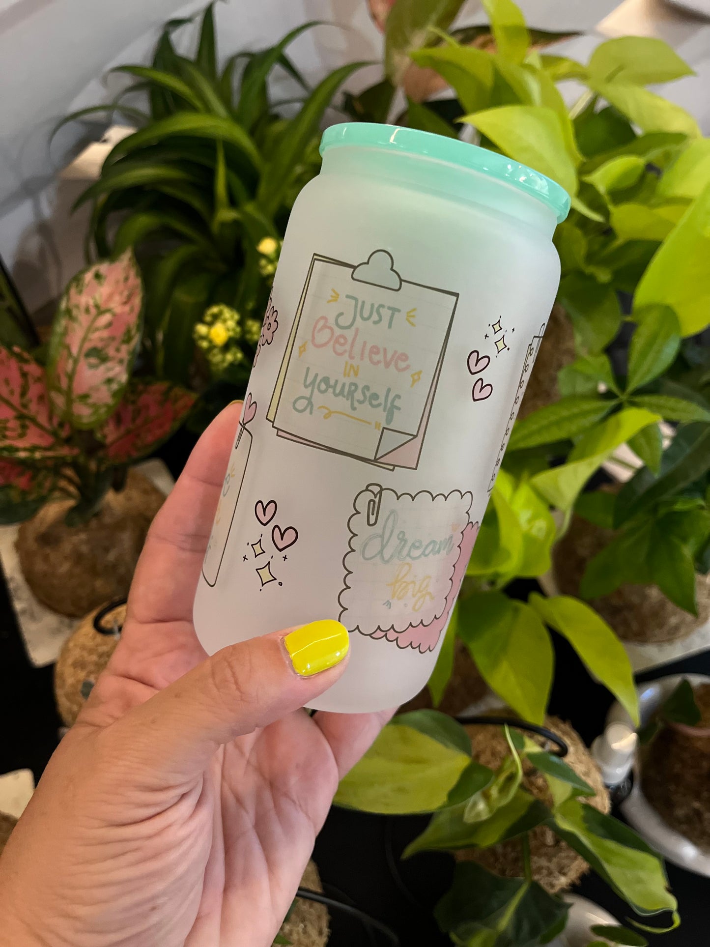 Glass Tumbler Self Love Notes