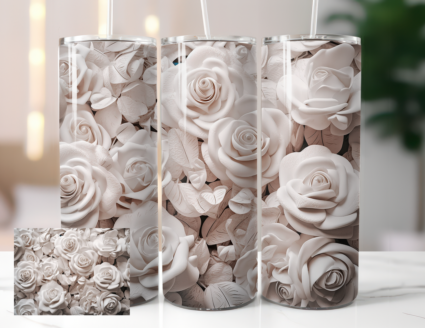 20oz Tumbler 3D Roses